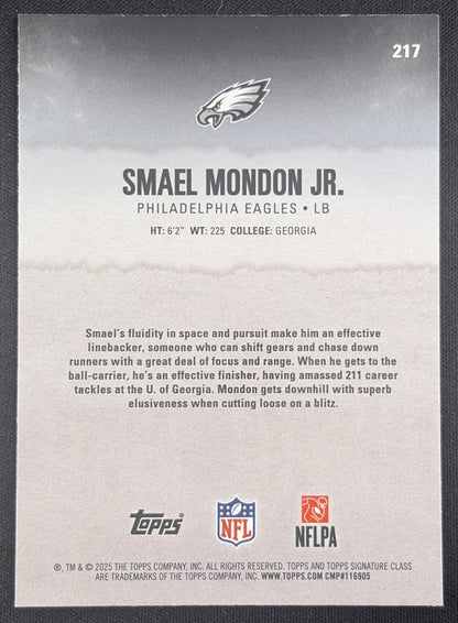 Smael Mondon Jr. 2025 Topps Signature Class Chrome Rookie Lime Refractor /175 Eagles Sports Trading Card