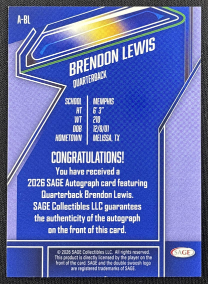 Brendon Lewis 2026 SAGE Auto
