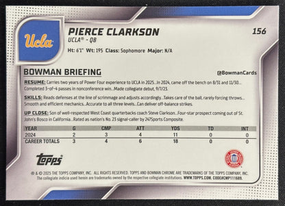 Pierce Clarkson 2025 Bowman Chrome University Sapphire Prospect Bruins Sports Trading Card