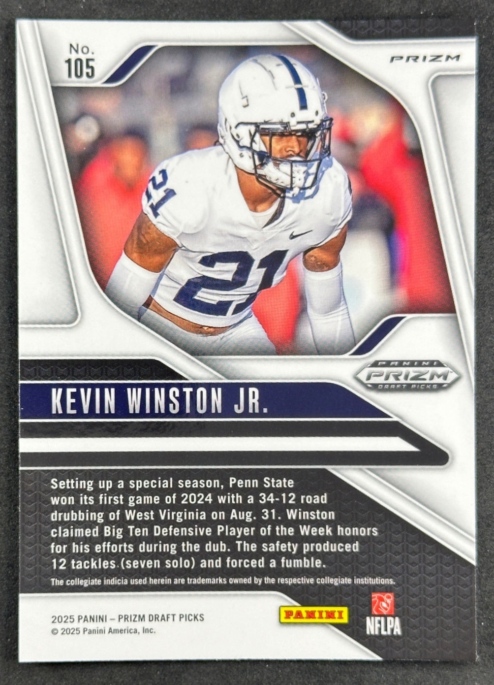 Kevin Winston Jr. 2025 Panini Prizm Draft Picks Gold Ice Nittany Titans Sports Trading Cards