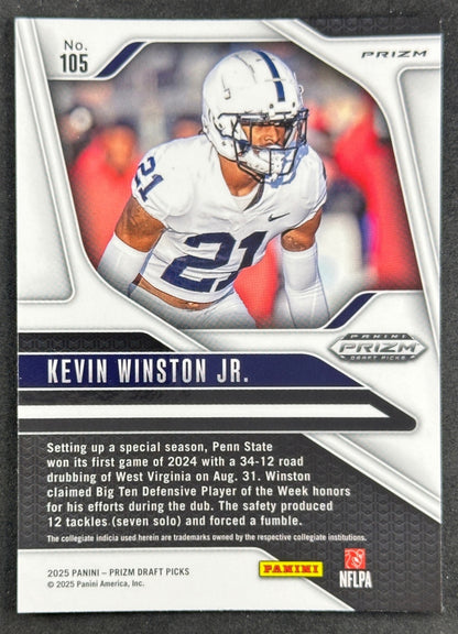 Kevin Winston Jr. 2025 Panini Prizm Draft Picks Gold Ice Nittany Titans Sports Trading Cards