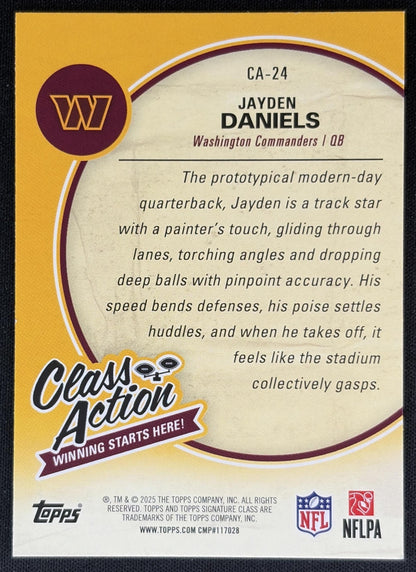 Jayden Daniels 2025 Topps Signature Class Action Commanders Back