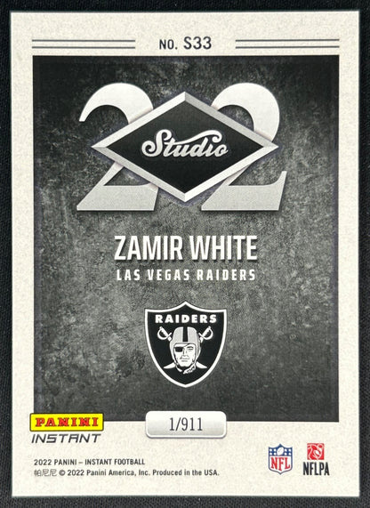 Zamir White 2022 Instant Studio Rookies Raiders Sports Trading Card