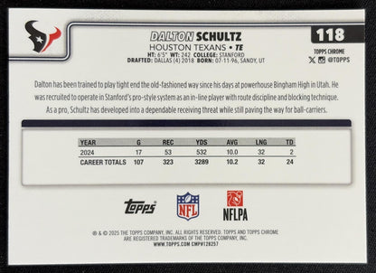 Dalton Schultz 2025 Topps Chrome Red/White/Blue Refractor Texans