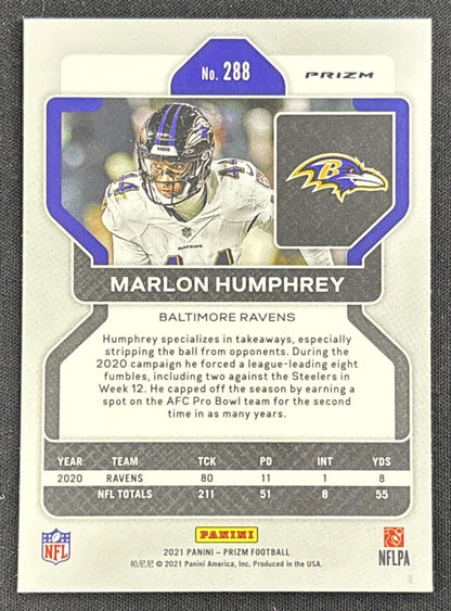 Marlon Humphrey 2021 Panini Prizm Orange Ice Ravens