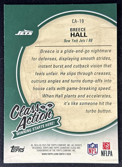 Breece Hall 2025 Topps Signature Class Action Jets back