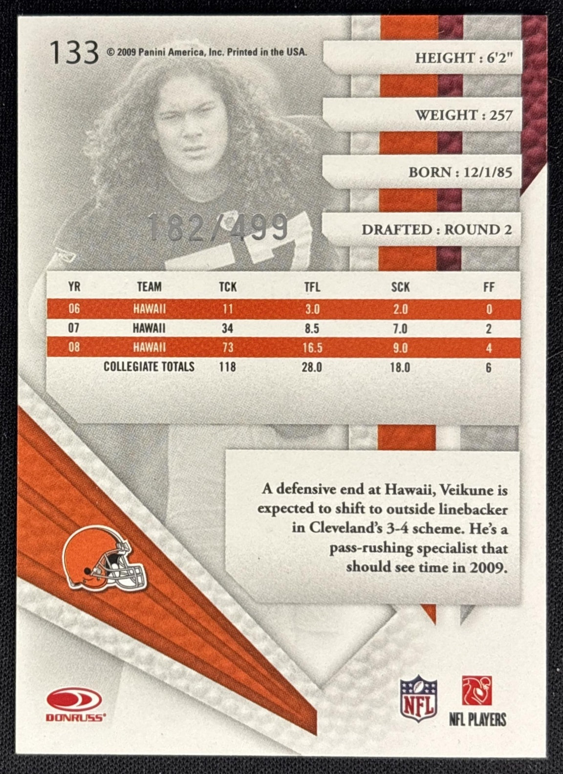 David Veikune 2009 aBSOLUTE /499 bROWNS back