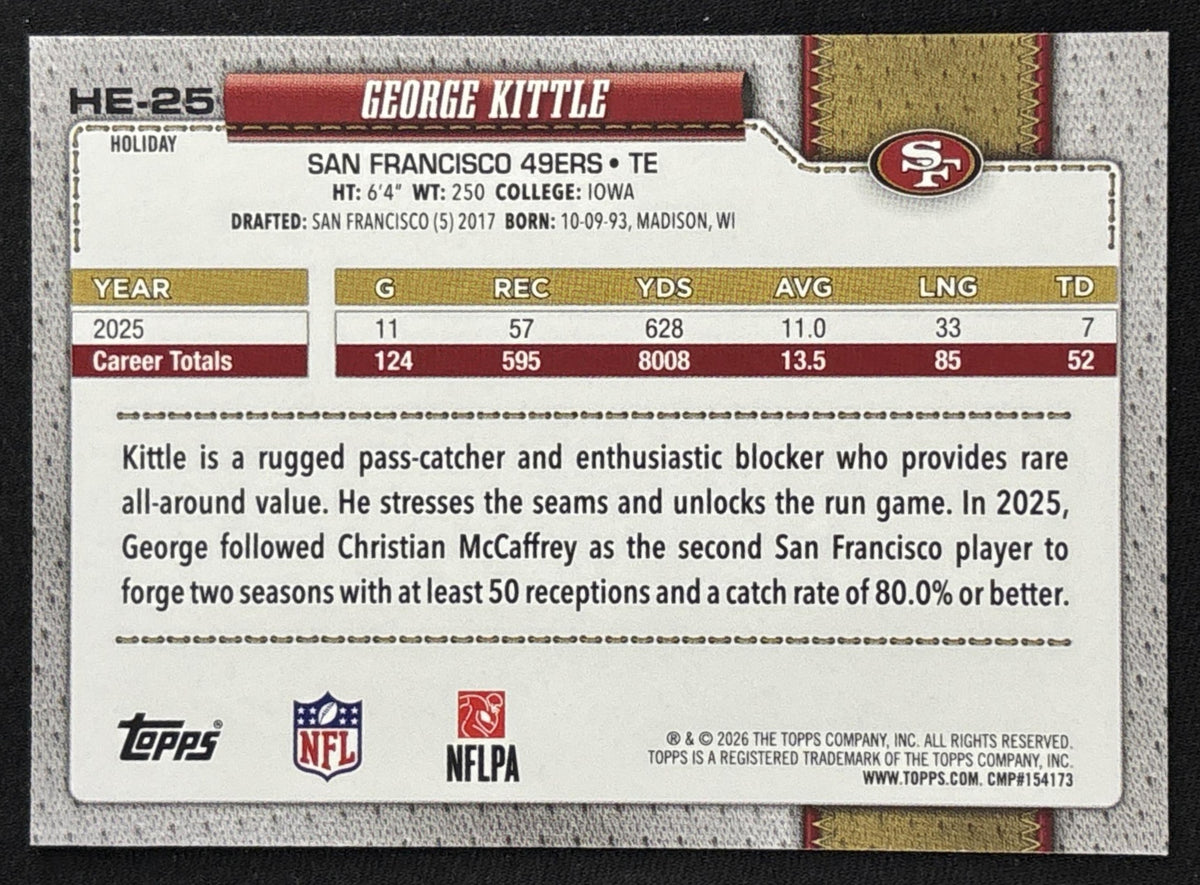 George Kittle 2026 Topps Holiday Hidden Elf 49ers Sports Trading Card