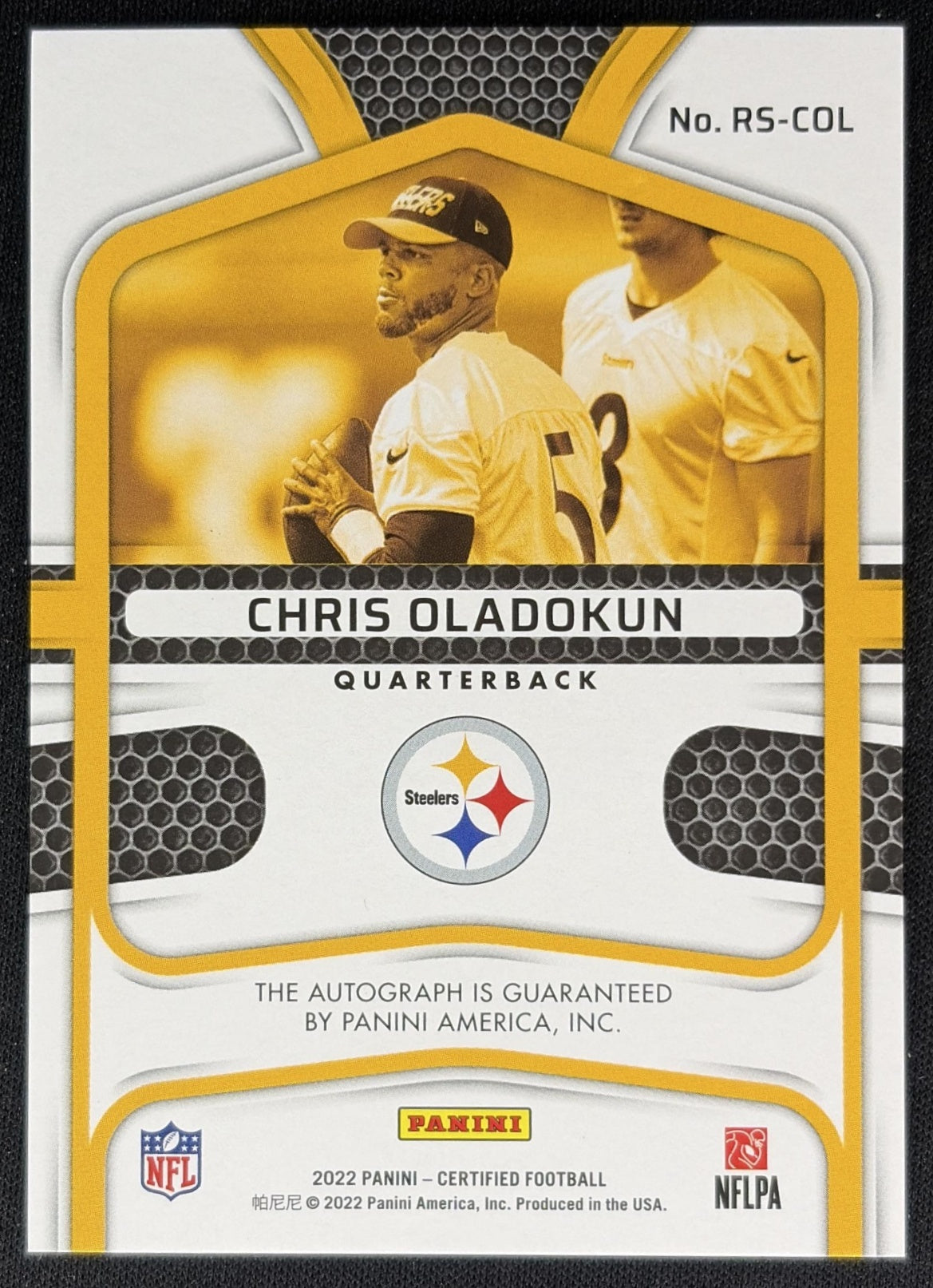 Chris Oladokun 2022 Panini Certified Rookie Signatures Blue Etch /20 Steelers Sports Trading Cards