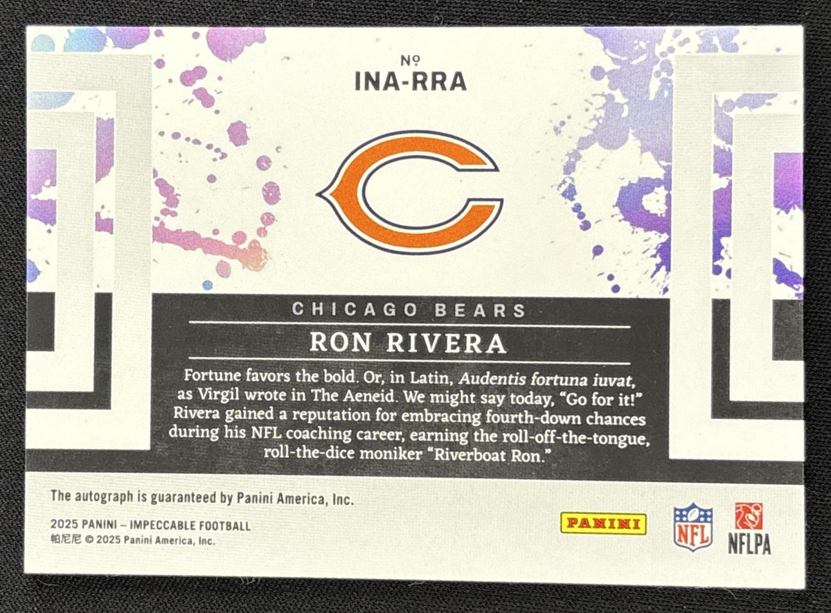 Ron Rivera 2025 Panini Impeccable Nickname Auto /99 Bears Sports Trading Card