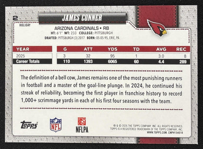 James Conner 2026 Topps Holiday Glitter Cardinals | Arizona Cardinals