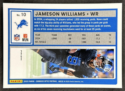 Jameson Williams 2025 Panini Donruss Optic Stars Prizm Lions Sports Trading Cards
