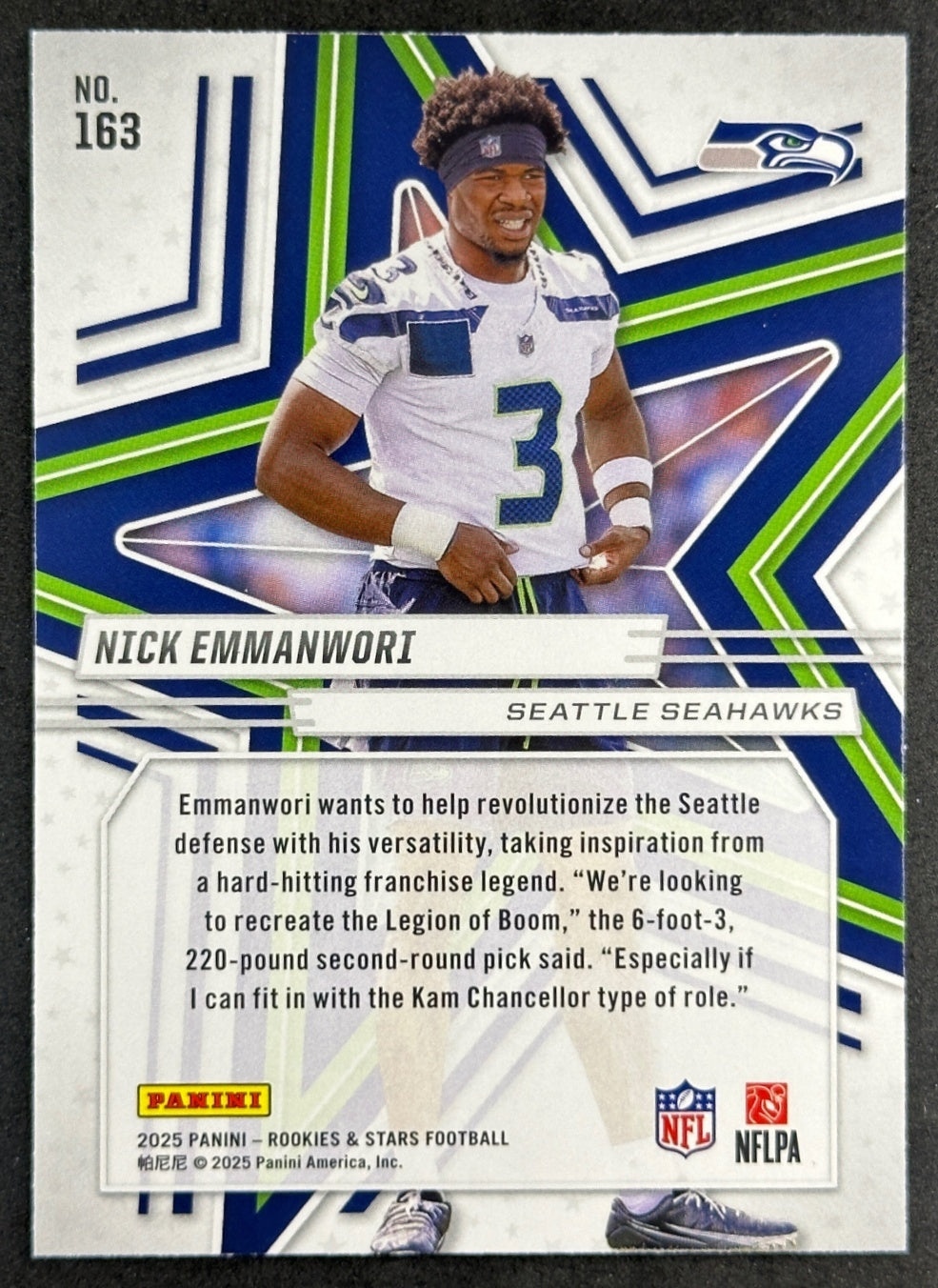 Nick Emmanwori 2025 Panini Rookies & Stars Seahawks Sports Trading Cards