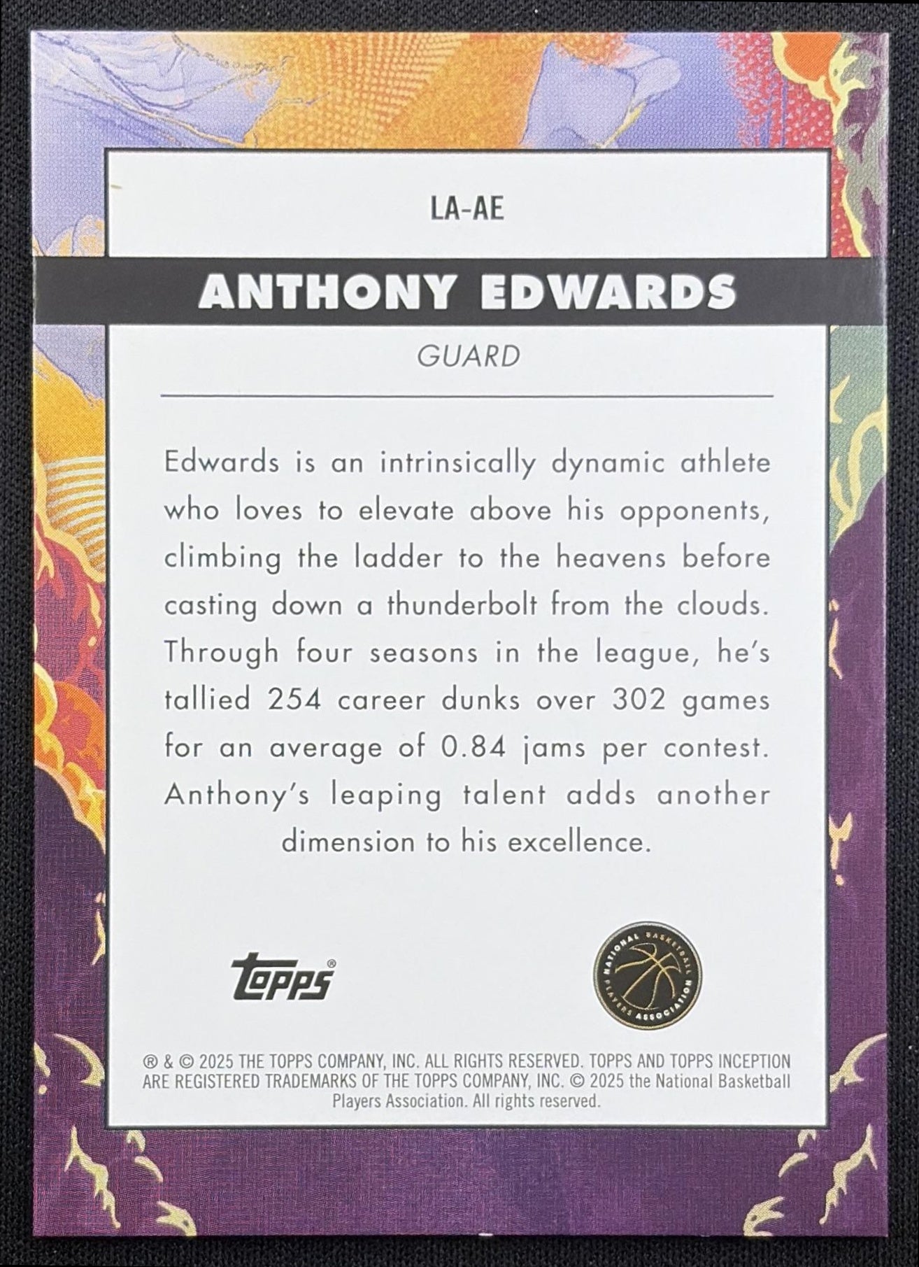 Anthony Edwards 2024 Topps Inception Launch Timberwolves