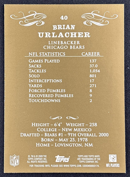 Brian Urlacher 2009 Topps Mayo Bears