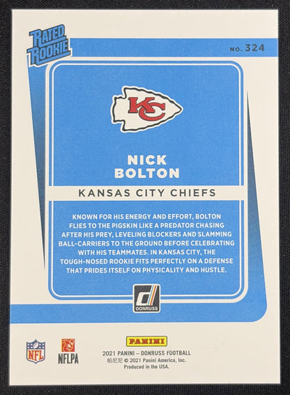Nick Bolton 2021 Panini Donruss Press Proof Premium Chiefs