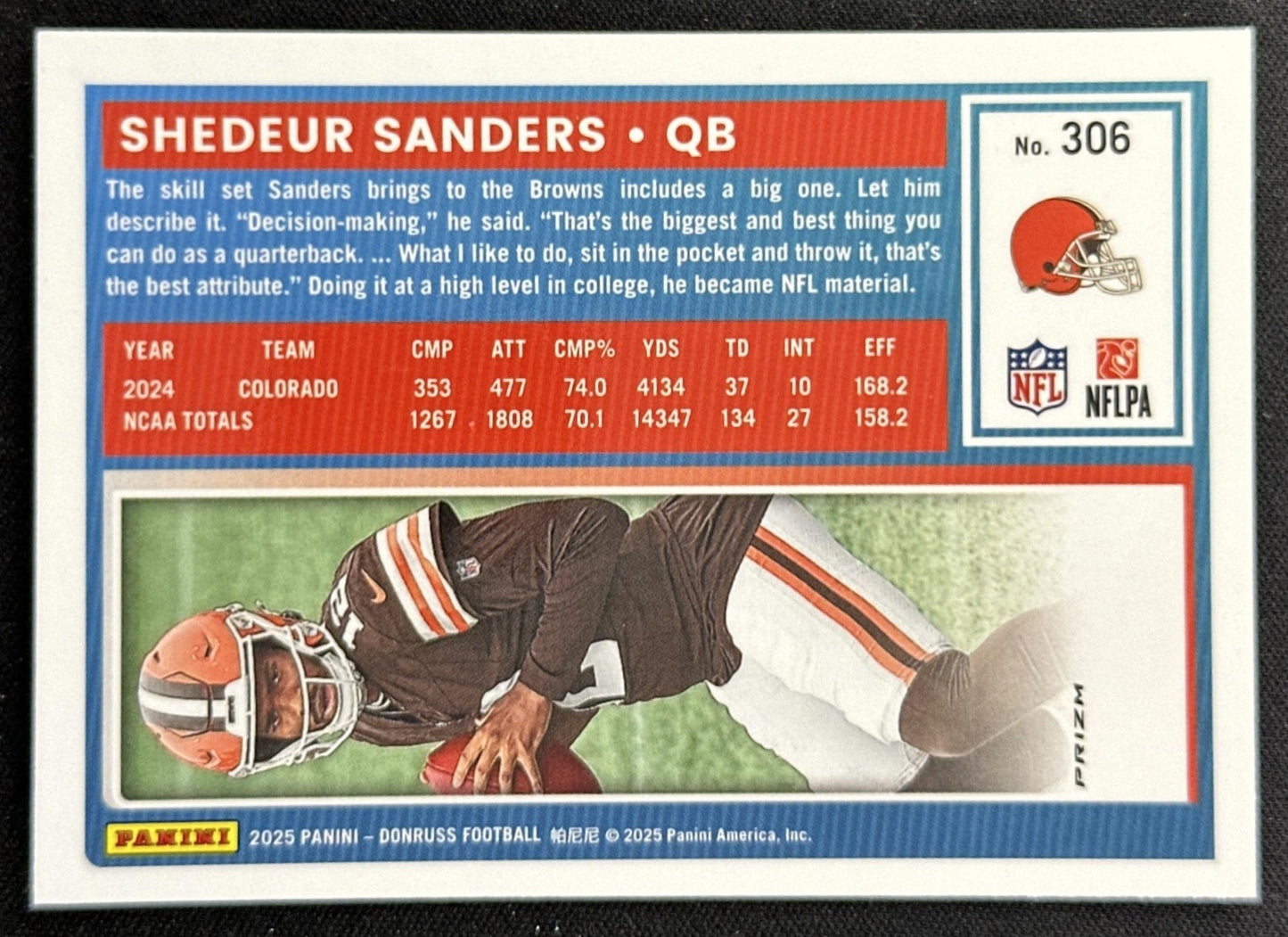Shedeur Sanders 2025 Panini Donruss Optic Rated Rookie Preview Red Wave Browns