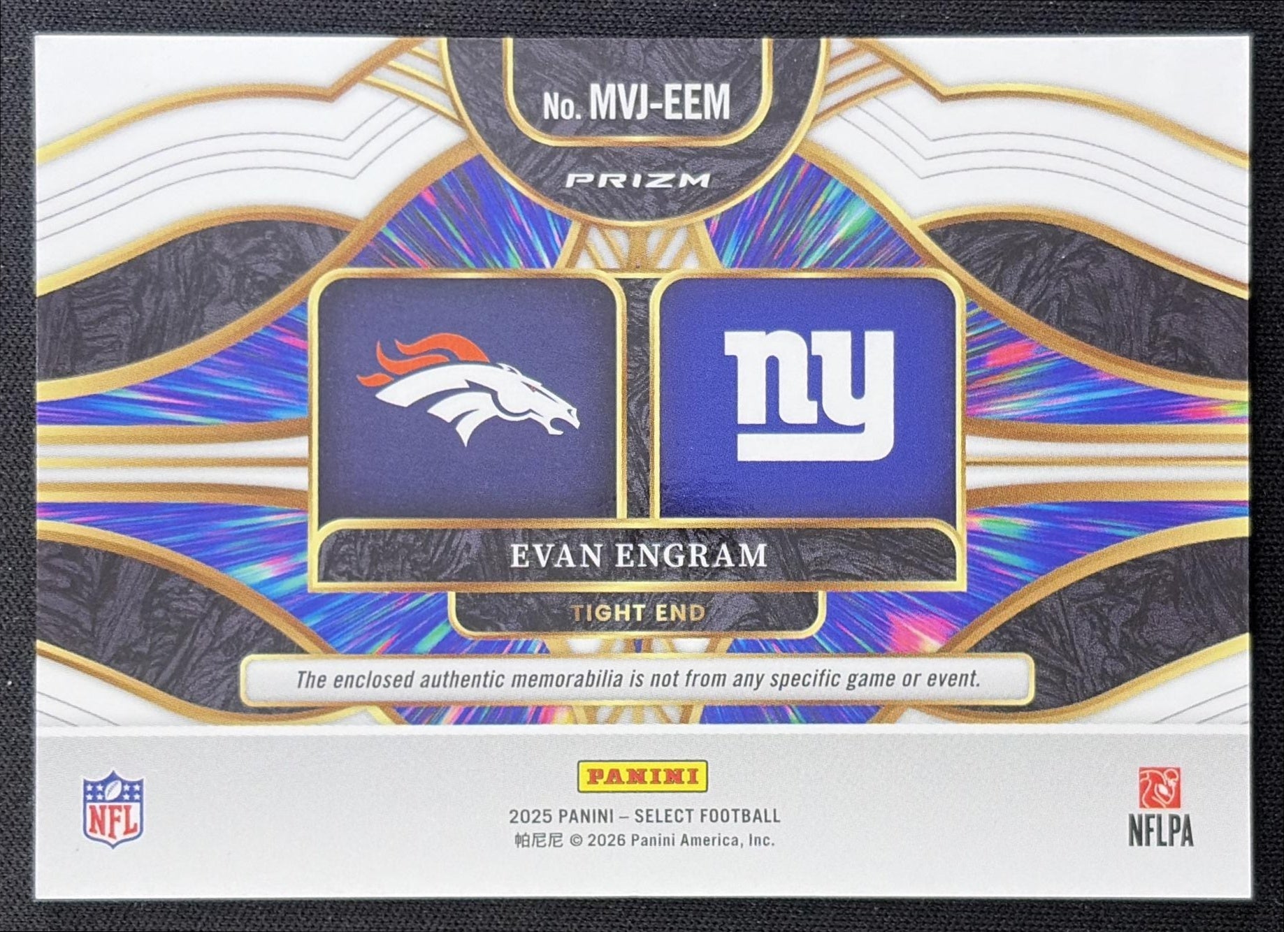 Evan Engram 2025 Panini Select Multiverse Jerseys Blue Prizm Broncos Giants back