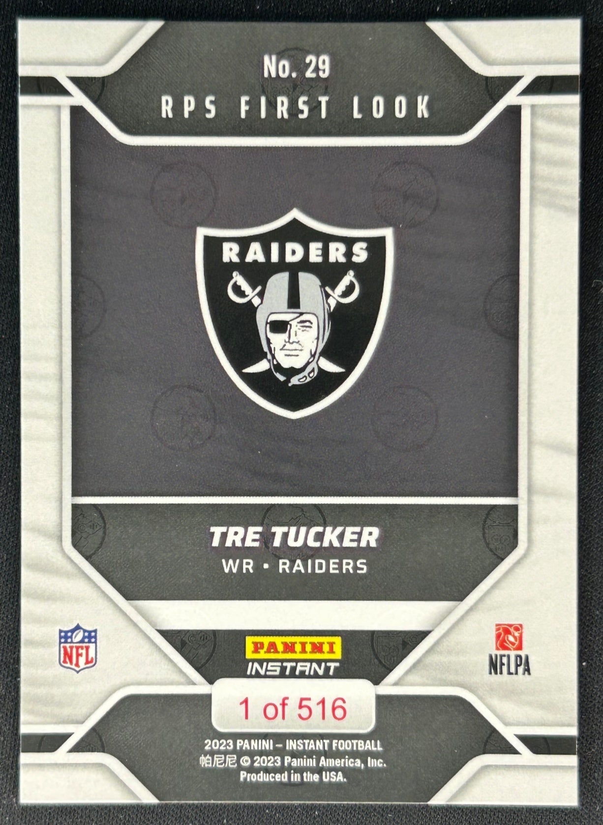 Tre Tucker 2023 Panini Instant NFL RPS First Look Raiders