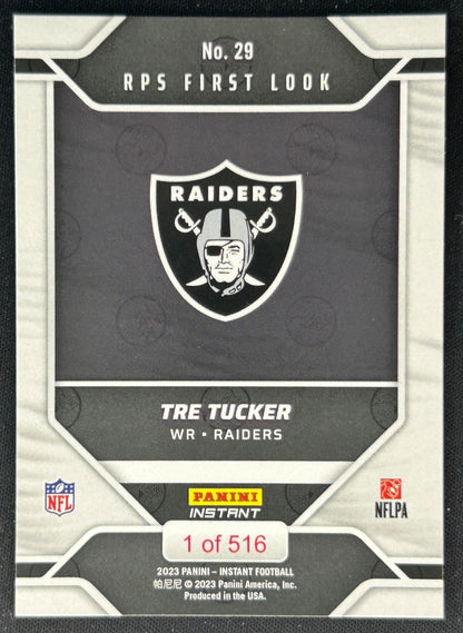 Tre Tucker 2023 Panini Instant NFL RPS First Look Raiders