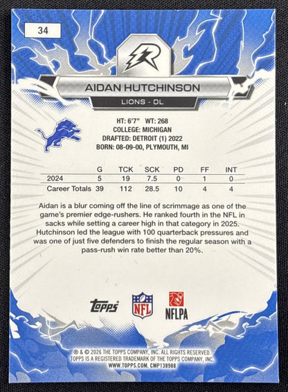 Aidan Hutchinson 2025 Topps Resurgence Surge Refractor /425 Lions