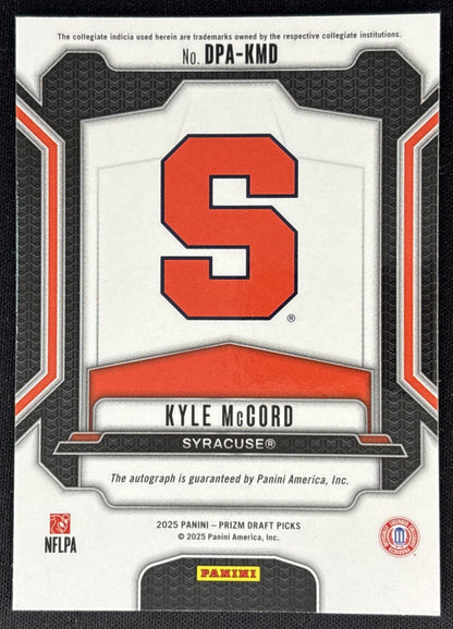 Kyle McCord 2025 Panini Prizm Draft Picks Auto Orange back