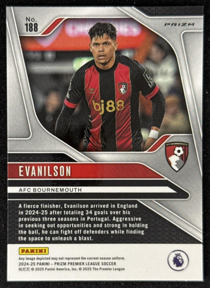 Evanilson 2024 Panini Prizm Premier League Pink Mosaic Prizm Bournemouth Sports Trading Card
