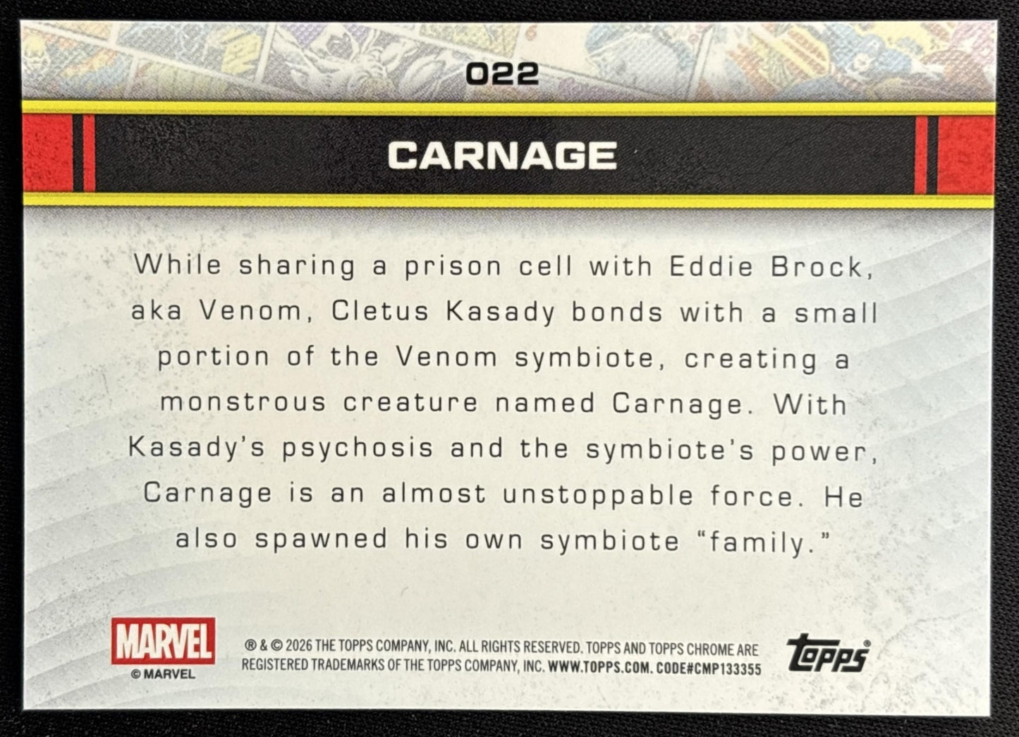 Carnage 2026 Topps Chrome Marvel Comics