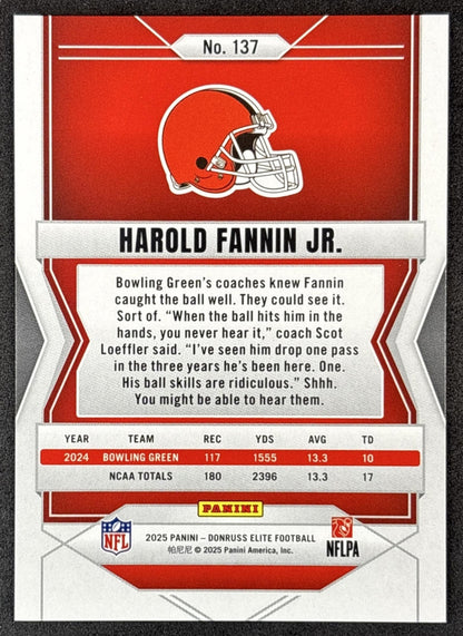 Harold Fannin Jr. 2025 Donruss Elite Rookies Status Metallic Orange /849 Browns