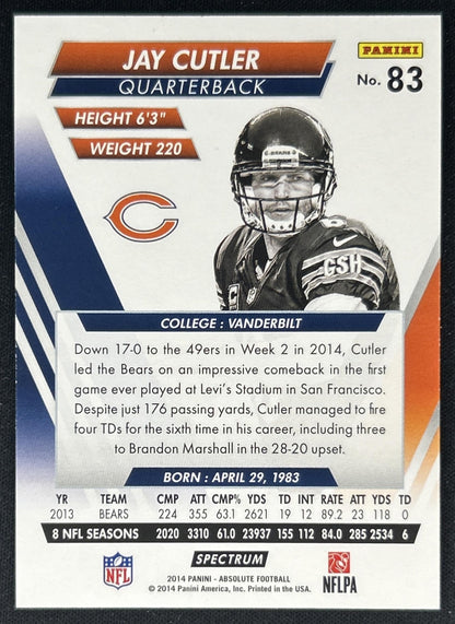 Jay Cutler 2014 Panini Absolute Spectrum Silver /99 Bears back