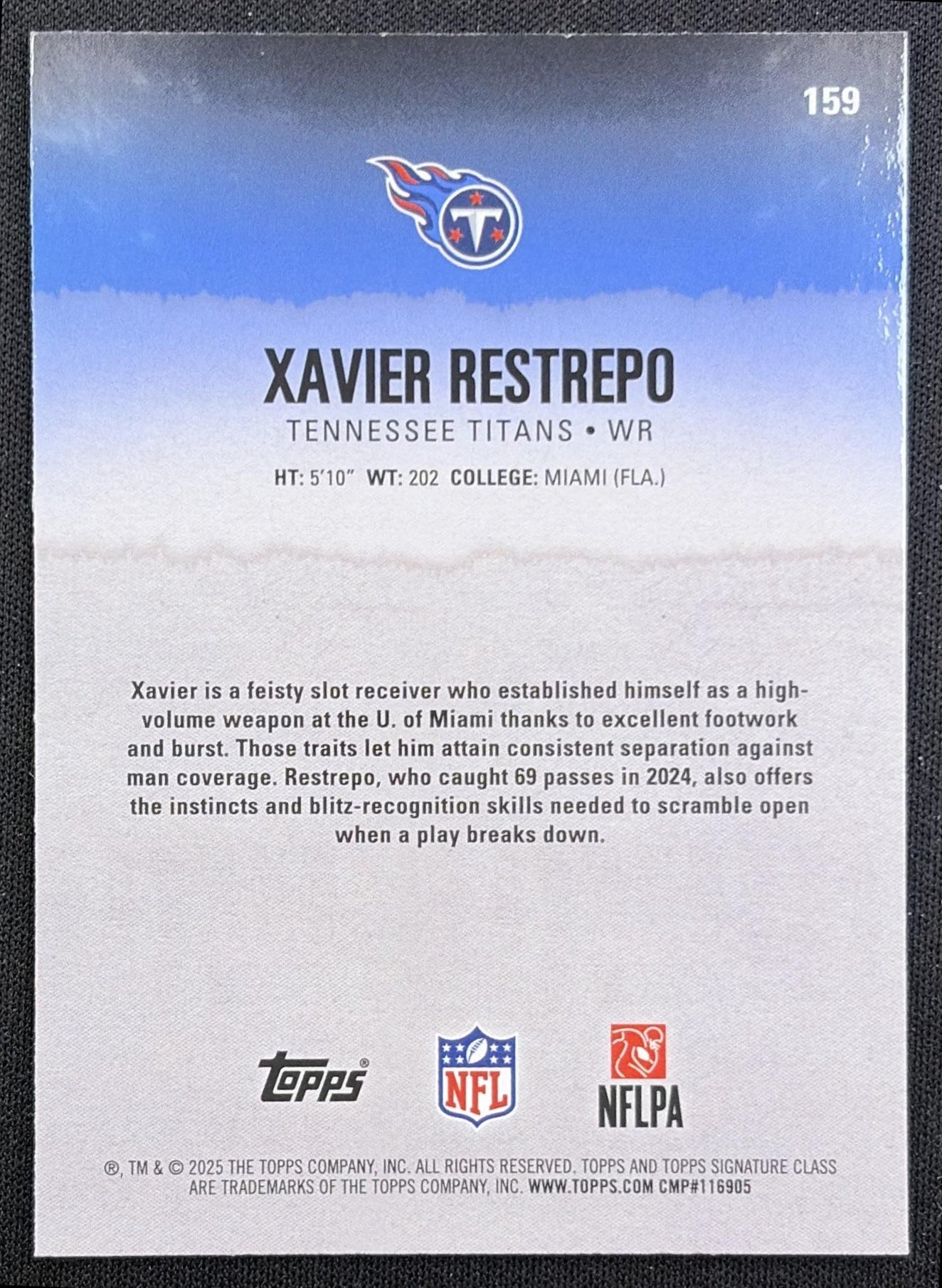 Xavier Restrepo 2025 Topps Signature Class Chrome Rookie Magenta Refractor /250 Titans