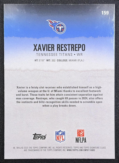 Xavier Restrepo 2025 Topps Signature Class Chrome Rookie Magenta Refractor /250 Titans