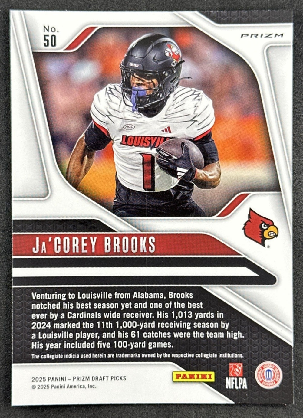 Ja'Corey Brooks 2025 Panini Prizm Draft Picks Purple Wave Cardinals Commanders