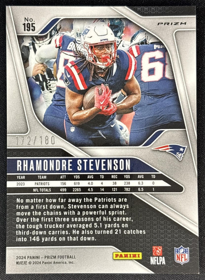 Rhamondre Stevenson 2024 Panini Prizm Hyper /180 Patriots back