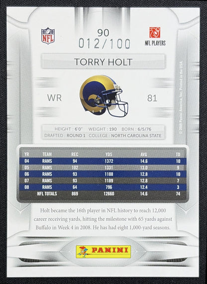 Torry Holt 2009 Panini Playoff Prestige Xtra Points Red /100 Rams