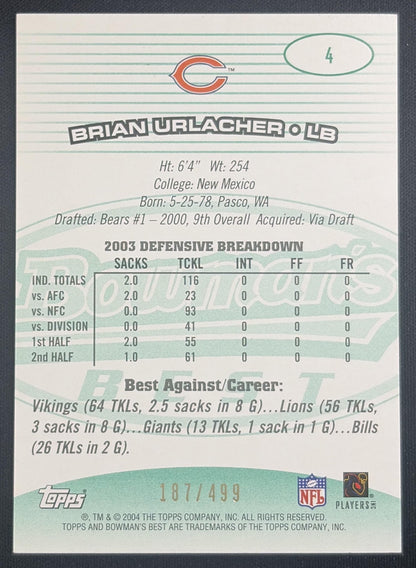 Brian Urlacher 2004 Bowman's Best Green /499 Bears