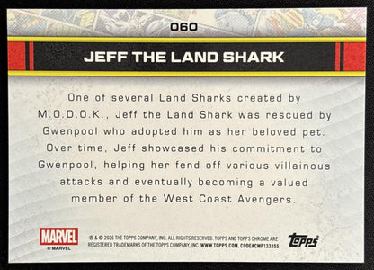 Jeff the Land Shark 2026 Topps Chrome Marvel Comics back