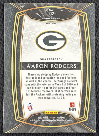 Aaron Rodgers 2020 Panini Select Cosmic Prizm SSP Packers - back