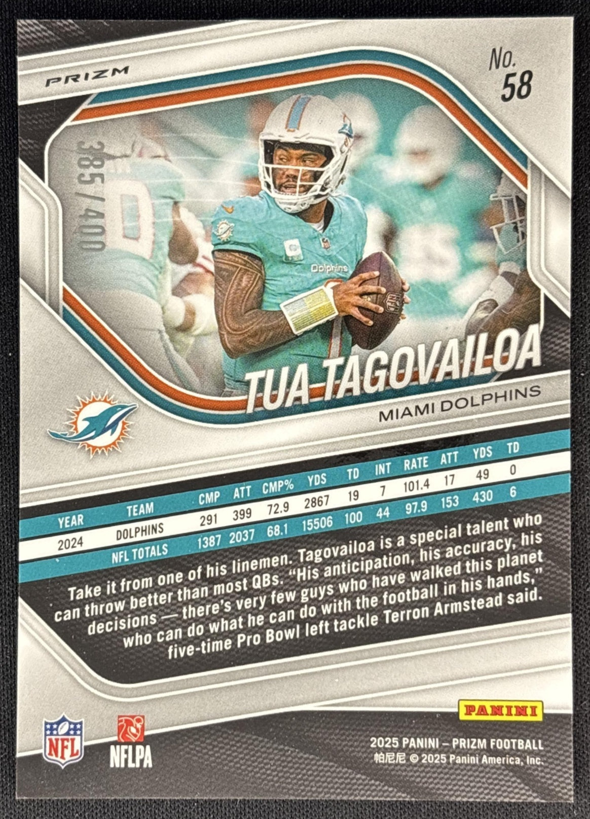 Tua Tagovailoa 2025 Panini Prizm Pandora /400 Dolphins back