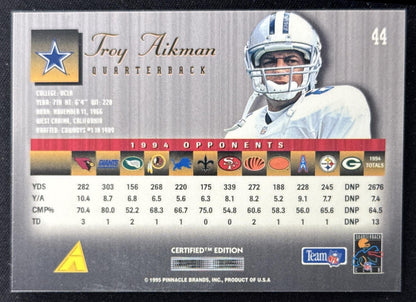 Troy Aikman 1995 Pinnacle Select Certified Cowboys Sports Trading Card