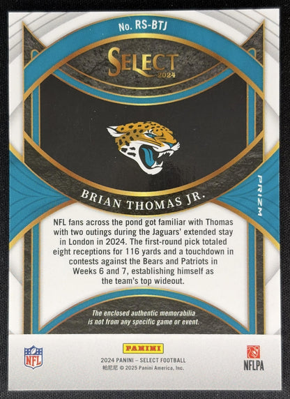 Brian Thomas Jr. 2024 Panini Select Rookie Swatches Red Prizm Jaguars back