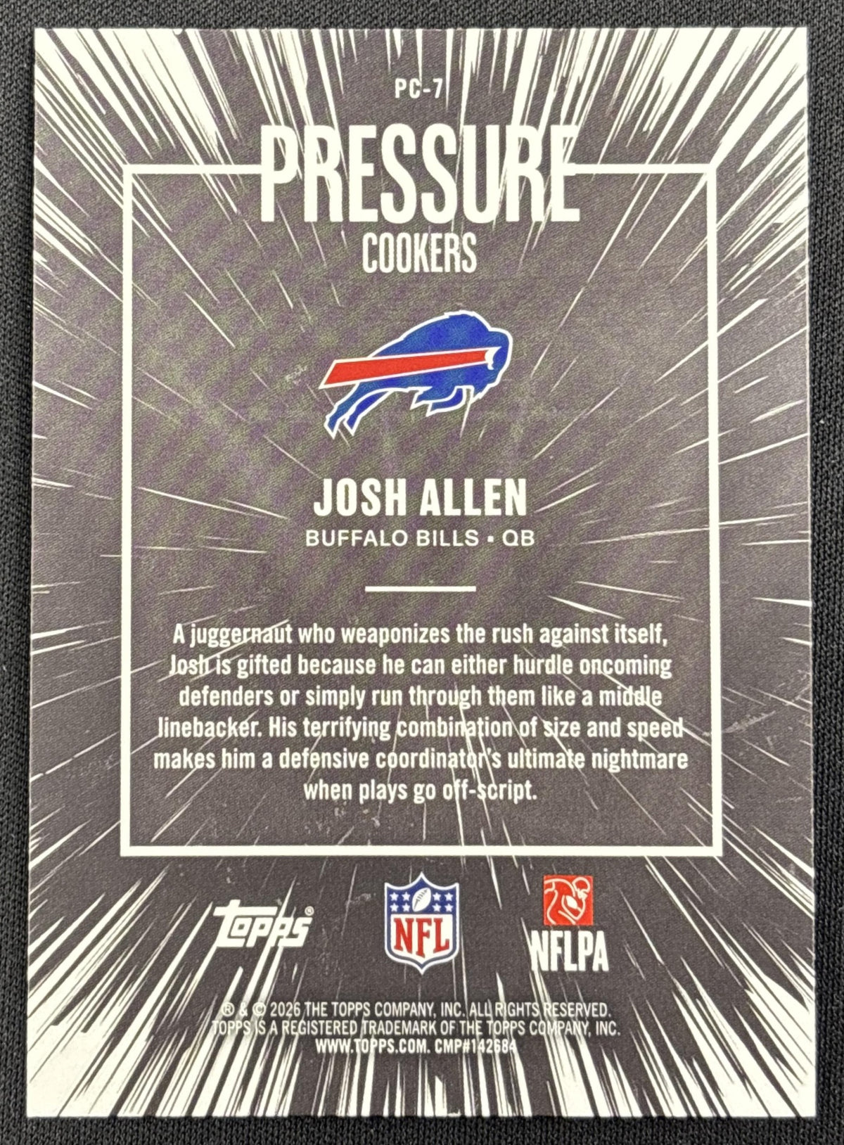 Josh Allen 2026 Topps Pressure Cookers Bills Buffalo Bills