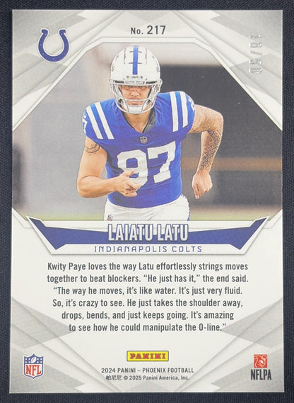 Laiatu Latu 2024 Panini Phoenix Blue /50 Colts