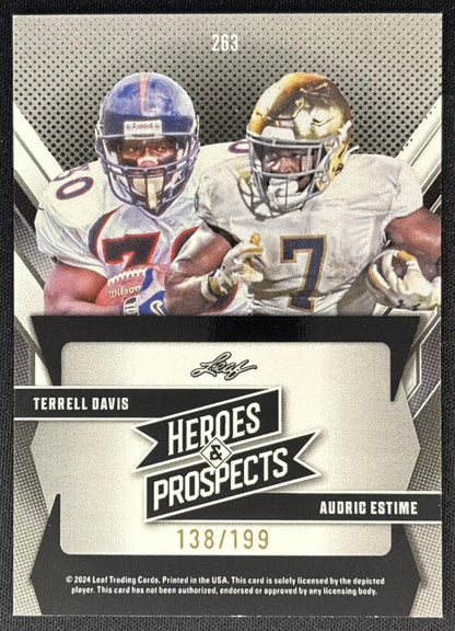 Terrell Davis Audric Estime 2024 Leaf Heroes & Prospects Heros Silver /199 back