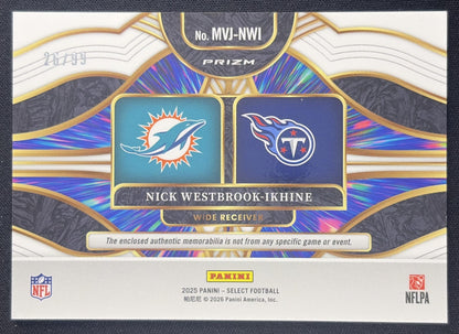 Nick Westbrook-Ikhine 2025 Panini Select Multiverse Jerseys White Prizm /99 Dolphins Titans