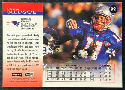 Drew Bledsoe 1995 Impact Patriots sports trading card (back)