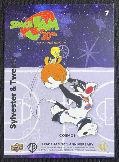 Sylvester & Tweety 2026 Upper Deck Space Jam 30th Anniversary Cosmos Purple Sports Trading Card