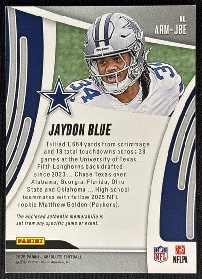 Jaydon Blue 2025 Panini Absolute Rookie Materials Cowboys