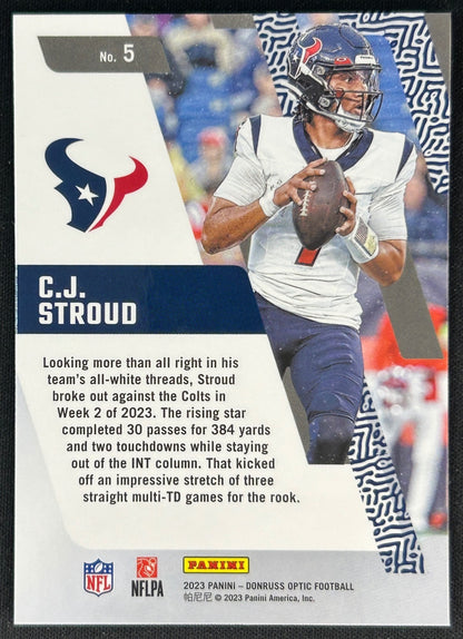C.J. Stroud 2023 Donruss Optic Primary Colors Texans back