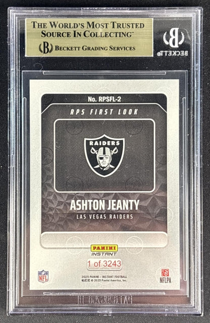 Ashton Jeanty 2025 Panini Instant NFL RPS First Look BGS 10 Raiders Sports Trading Cards
